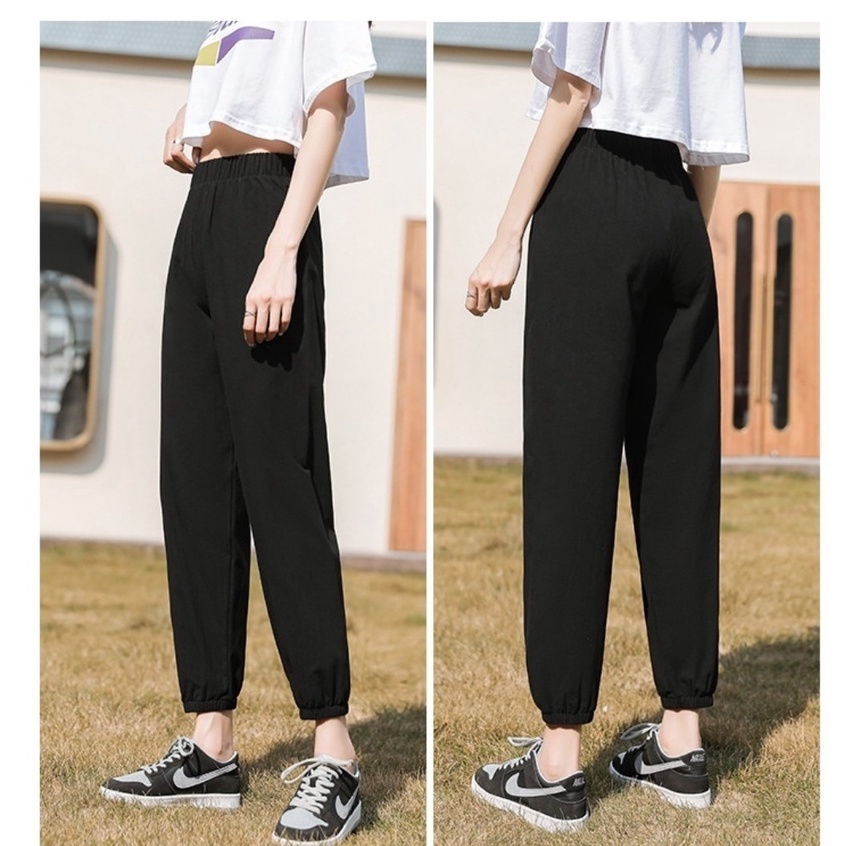 Quần jogger thể thao bo gấu, quần trơn form rộng unisex chất mềm mại co giãn | BigBuy360 - bigbuy360.vn