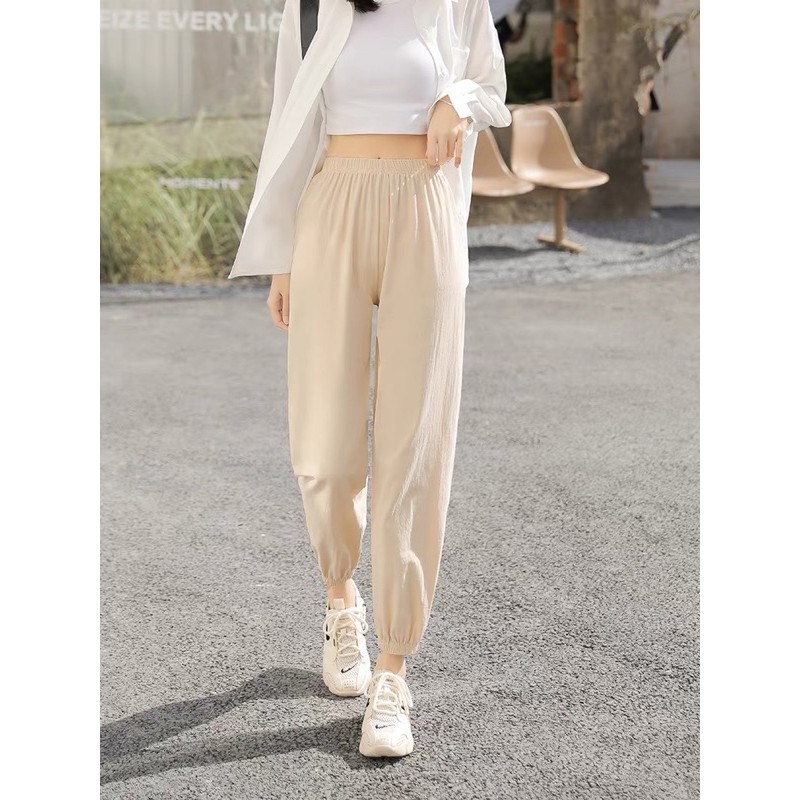 Quần jogger thể thao bo gấu, quần trơn form rộng unisex chất mềm mại co giãn | BigBuy360 - bigbuy360.vn