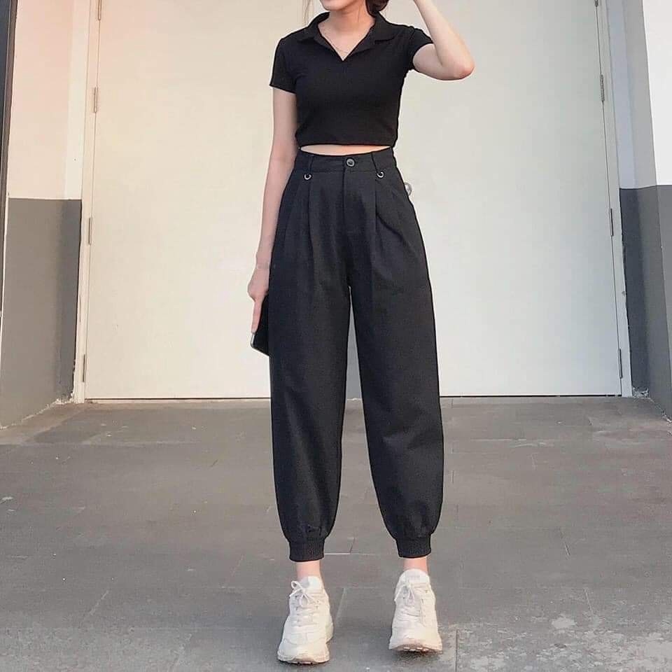 Quần jogger thể thao bo gấu, quần trơn form rộng unisex chất mềm mại co giãn | BigBuy360 - bigbuy360.vn