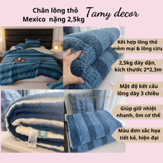 Chăn lông thỏ Mexico cao cấp kết hợp mặt dưới lông cừu ấm áp Tamy Decor chăn mùa đông kích thước 2x2,3m nặng 2,5kg