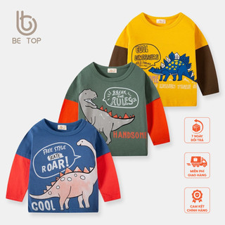 Áo thun cotton khủng long tay pha màu BE TOP thời trang trẻ em từ 2-8 tuôi
