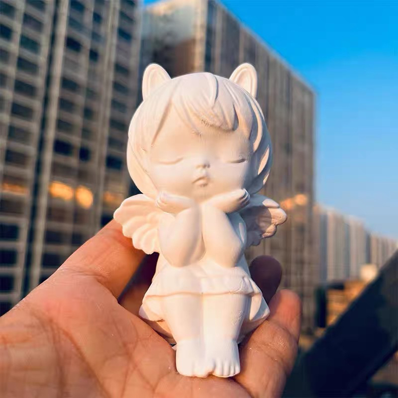 Tô Tượng Thạch Cao Bộ Đôi Thiên Thần size nhỡ 8-10cm siêu xinh