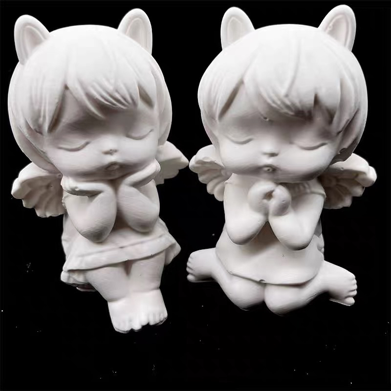 Tô Tượng Thạch Cao Bộ Đôi Thiên Thần size nhỡ 8-10cm siêu xinh