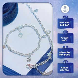 Vòng tay Bạc 925 lắc xích nam nữ, Lắc tay Bạc mắt xích kèm hộp đựng cao cấp - Trang Sức Cao Cấp HVJ