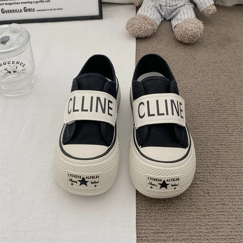 Giày Lười Canvas Khóa Dán Đế Dày Thời trang