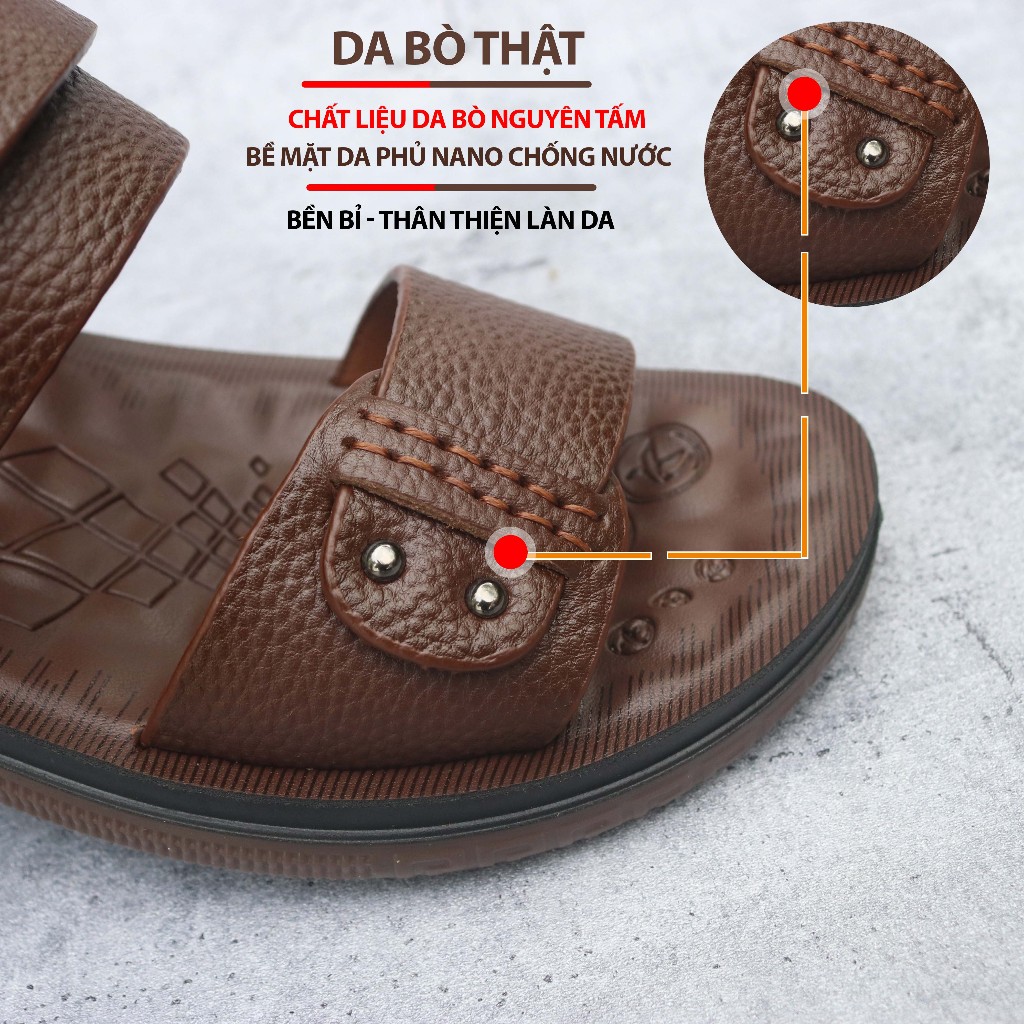 Sandal nam da bò HT.NeO , Dép quai hậu nam đế kếp cao 3,5cm êm mèm tôn dáng tăng chiều cao , lịch sự , thoáng mát SDN896