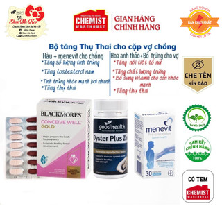Combo Bộ sản phẩm Tinh Chất Hàu 60v, Menevit 30v, Bổ trứng 56v, Hoa anh thảo 190v Nội Địa Úc
