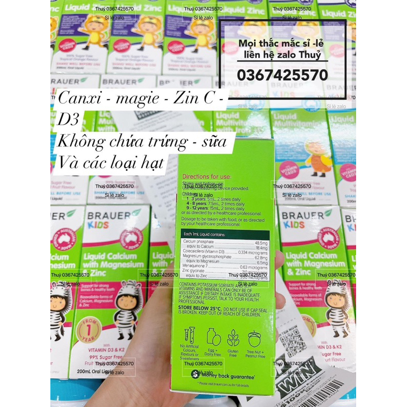 Siro Brauer bổ sung canxi, magie , kẽm cho bé trên 1Y+
