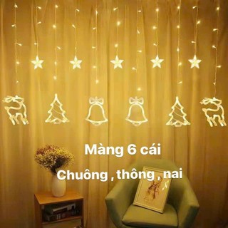 Dây đèn LED rèm chuông-thông, chống thấm nước trang trí ngoài trời, dài 4m có phích cắm, đèn led nháy mành rèm trang trí