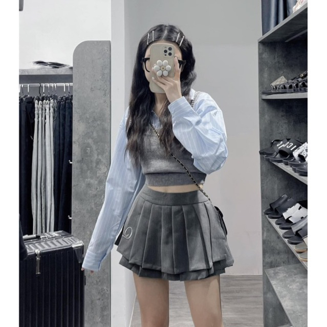 Set áo len gile kèm sơ mi rời phong cách Hàn Quốc - Không kèm chân váy SE2557 - NhiNhi Shop