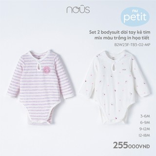 Set 2 bodysuit dài tay Nous bé gái nhiều mà sắc dễ thương cho bé từ 3-6 tháng đến 9-12 tháng