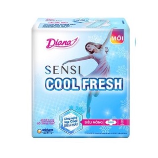 Băng Vệ Sinh Diana Sensi Cool Fresh Siêu Mỏng Không Cánh 8 Miếng