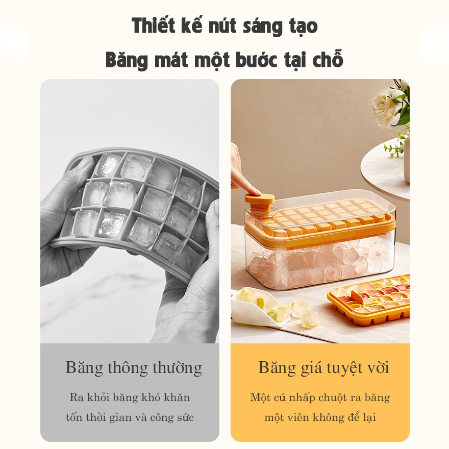 Khay Làm Đá Hộp Khay Làm Một phím ra khỏi băng Loại báo chí Lớp đôi 64 viên Chất liệu cấp thực phẩ Làm và lưu trữ