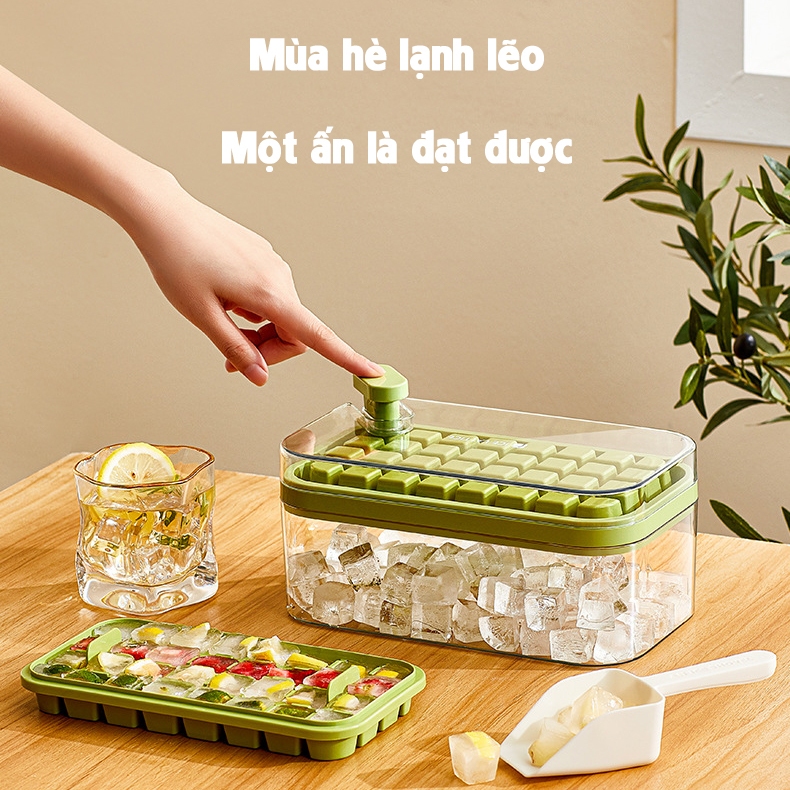 Khay Làm Đá Hộp Khay Làm Một phím ra khỏi băng Loại báo chí Lớp đôi 64 viên Chất liệu cấp thực phẩ Làm và lưu trữ