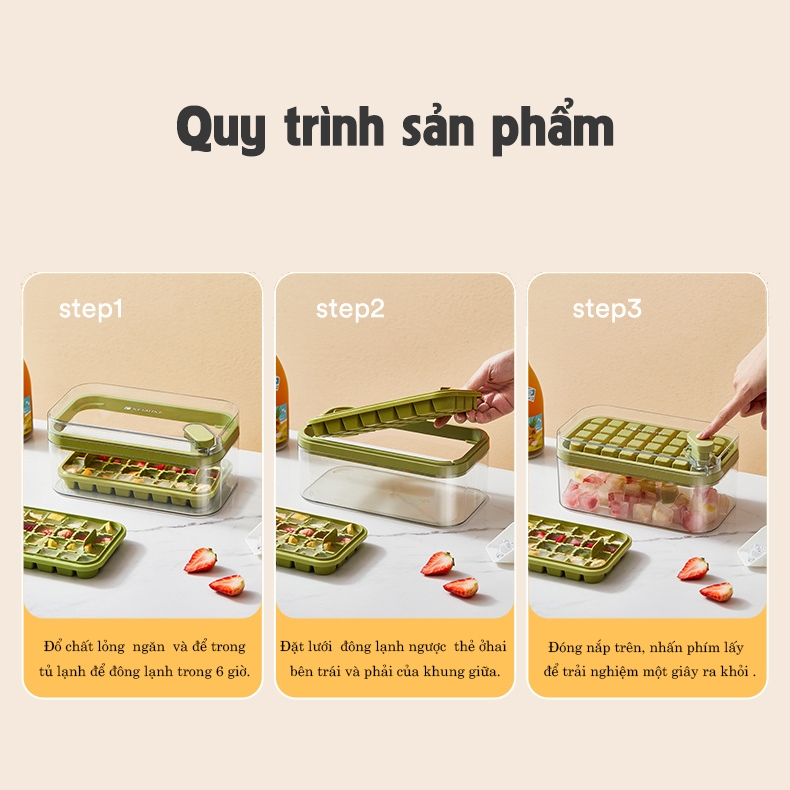 Khay Làm Đá Hộp Khay Làm Một phím ra khỏi băng Loại báo chí Lớp đôi 64 viên Chất liệu cấp thực phẩ Làm và lưu trữ