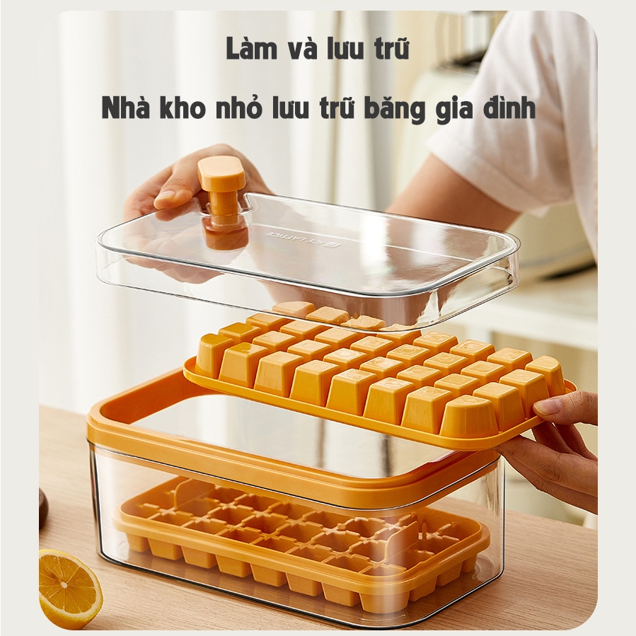 Khay Làm Đá Hộp Khay Làm Một phím ra khỏi băng Loại báo chí Lớp đôi 64 viên Chất liệu cấp thực phẩ Làm và lưu trữ