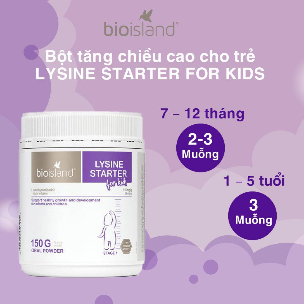 Bột lysine Bio Island tăng chiều cao cho bé 150g