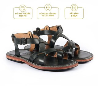 Dép nam quai chéo da bò thật, đế da heritage sandals - sd01 - thương hiệu be classy
