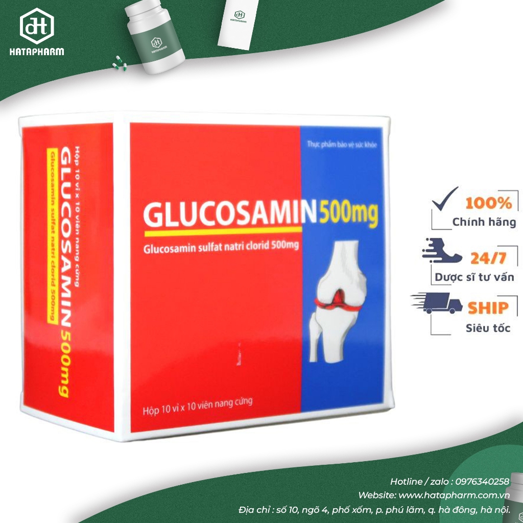 Viên uống bổ khớp Glucosamin 500mg hộp 10 vỉ x 10 viên ngochuyenpharma