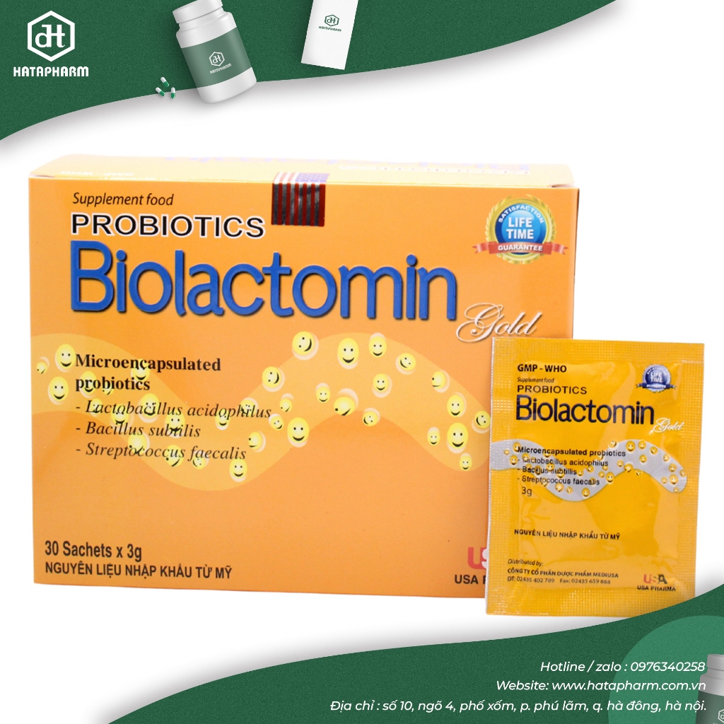 Men Vi Sinh Biolactomin Gold bổ sung lợi khuẩn, hỗ trợ tiêu hóa, giảm tiêu chảy, táo bón, cốm tiêu hóa ngochuyenpharma