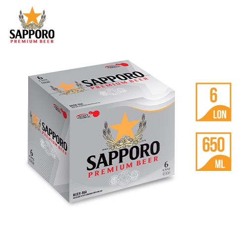 [GIAO HỎA TỐC] Thùng 6 lon bia Sapporo Premium - 650ml/lon