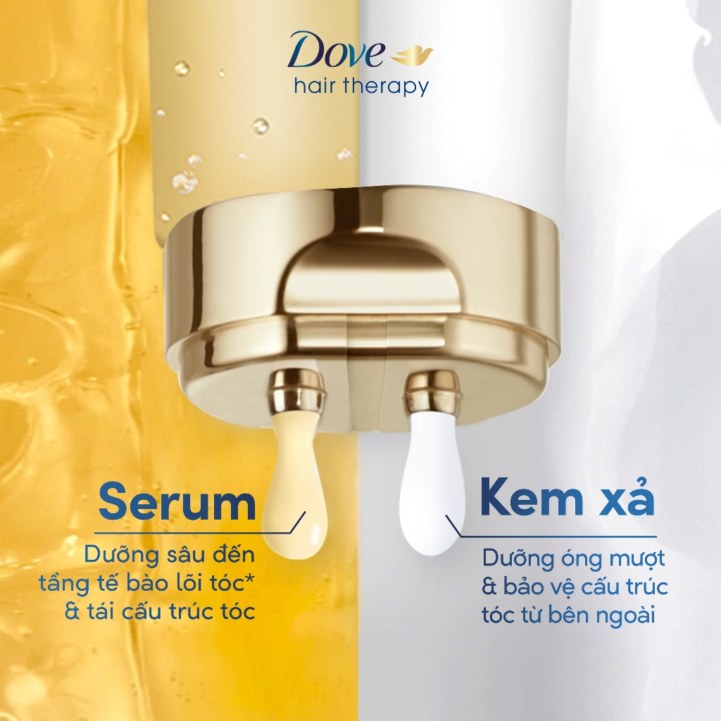 Combo Dầu gội và Kem Xả Serum 2 trong 1 Dove Hair Therapy Phục hồi và Ngăn gãy rụng 380ml, 230 ml