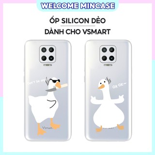 Ốp lưng Vsmart Aris / Aris Pro silicon dẻo mềm, trong suốt viền trắng in hình đôi vịt gấu