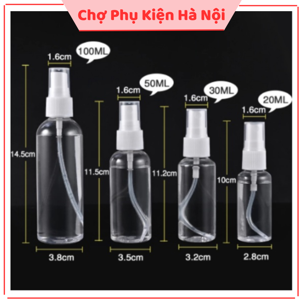 Chai nhựa PET, lọ phun sương 30ml - 50ml - 100ml, chai chiết mỹ phẩm,tinh dầu,dung dịch sát khuẩn 30010