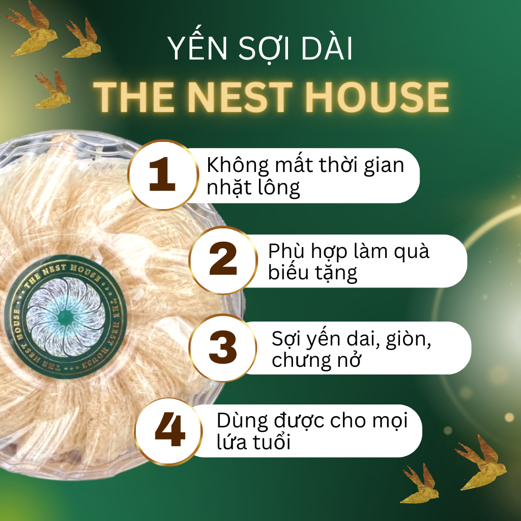 Tổ yến sào Nha Trang Khánh Hoà tinh chế sợi dài cao cấp loại 1 The Nest House