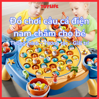 Đồ chơi câu cá điện nam châm cho bé, trò chơi câu cá cho trẻ em, 45 con cá, 8 cần câu, đồ chơi cho bé 2, 3, 4, 5, 6 tuổi