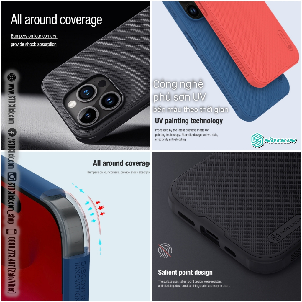 ỐP LƯNG IPHONE 15 PRO MAX - 15 PRO NILLKIN NHỰA CỨNG VIỀN DẺO - Super Frosted Shield Pro - CHÍNH HÃNG