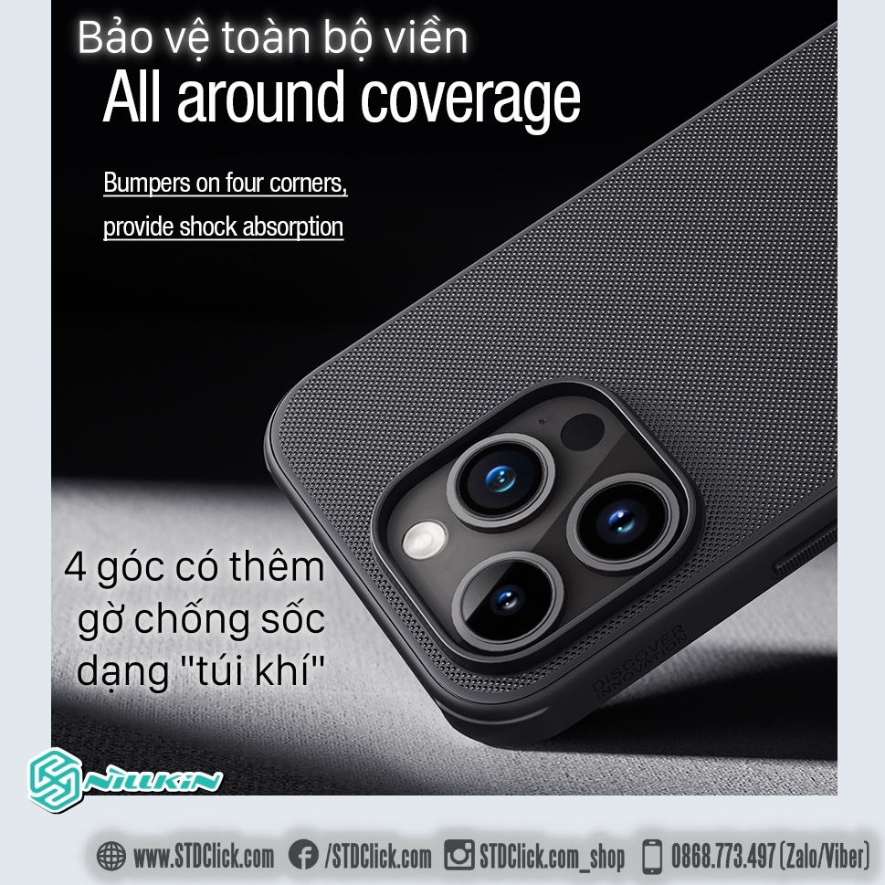 ỐP LƯNG IPHONE 15 PRO MAX - 15 PRO NILLKIN NHỰA CỨNG VIỀN DẺO - Super Frosted Shield Pro - CHÍNH HÃNG