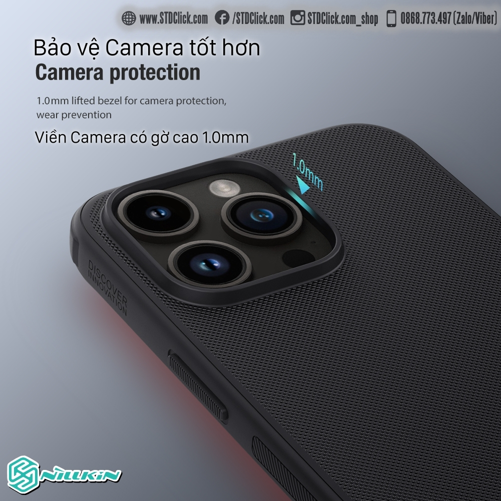 ỐP LƯNG IPHONE 15 PRO MAX - 15 PRO NILLKIN NHỰA CỨNG VIỀN DẺO - Super Frosted Shield Pro - CHÍNH HÃNG