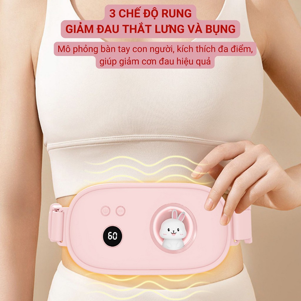 Đai massage bụng kinh kiêm Máy chườm nóng làm sưởi ấm giảm đau bụng kinh trườm khi đến tháng