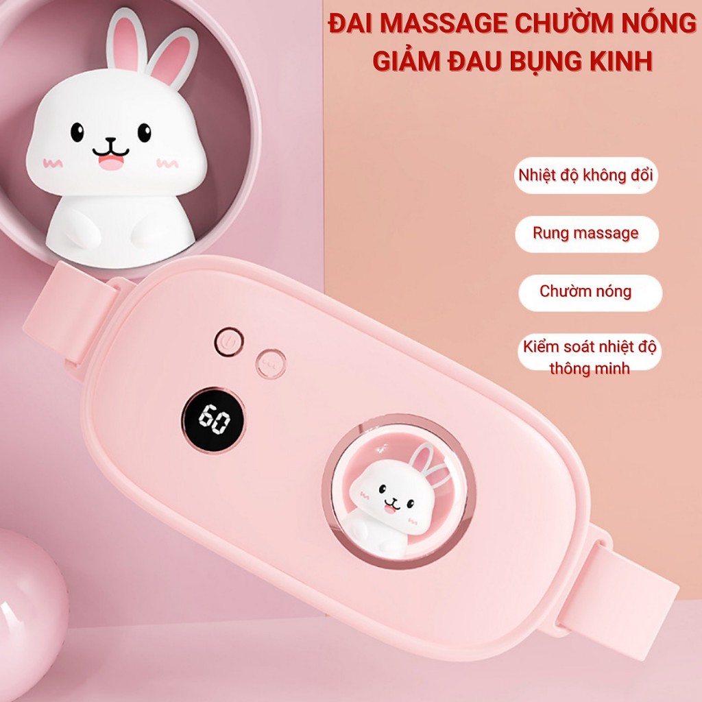 Đai massage bụng kinh kiêm Máy chườm nóng làm sưởi ấm giảm đau bụng kinh trườm khi đến tháng