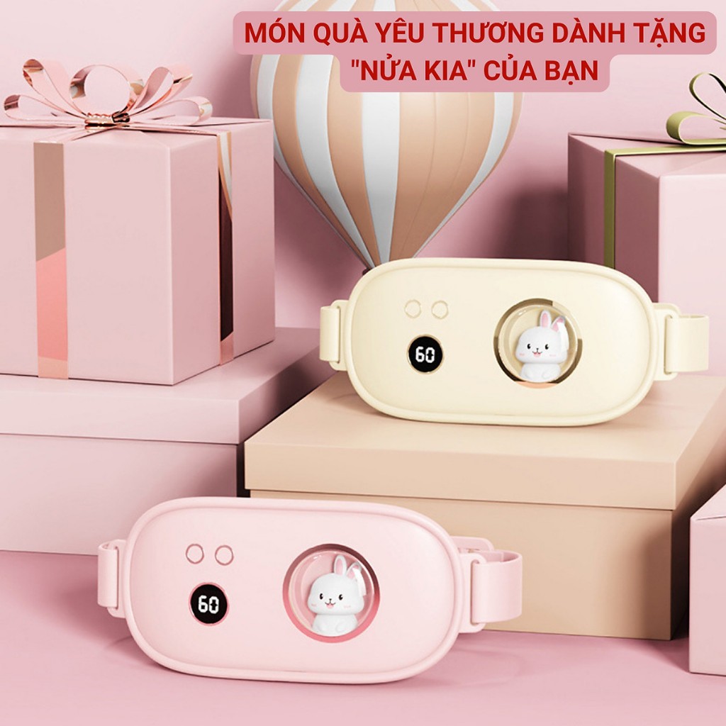 Đai massage bụng kinh kiêm Máy chườm nóng làm sưởi ấm giảm đau bụng kinh trườm khi đến tháng