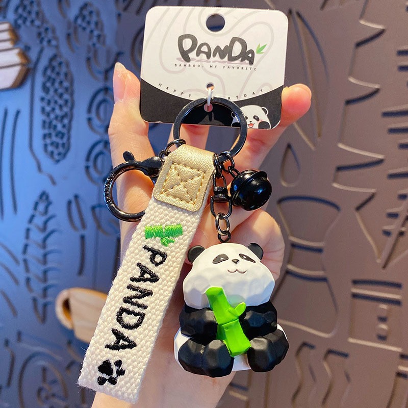 Móc khóa Gấu trúc khắc gỗ Panda đáng yêu dùng làm móc chìa khóa, treo balo, túi xách, quà tặng - RÁP