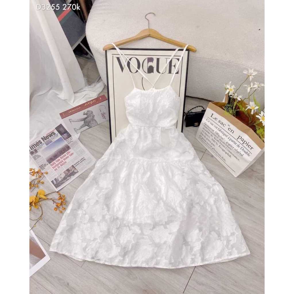 ĐẦM MAXI GẤM HOA ĐAN DÂY SAU