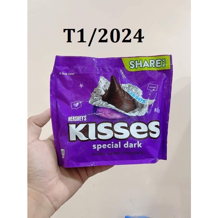 KẸO SOCOLA KISSES SPECIAL DARK - 283G  TÚI TÍM-DATE T1/2024