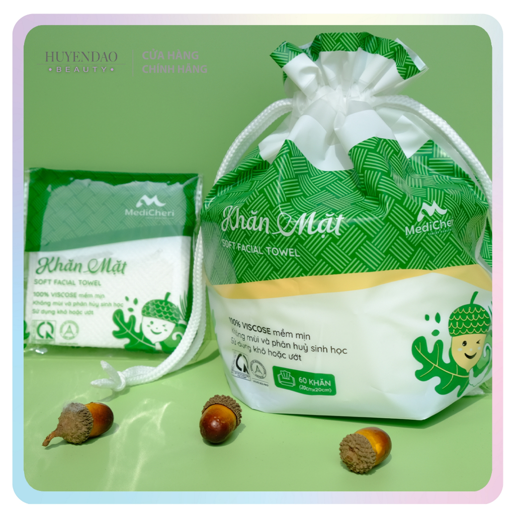 KHĂN MẶT KHÔ MEDICHERI DÙNG 1 LẦN  LAU KHÔ, LAU ƯỚT DẠNG CUỘN 60 CHIẾC / CUỘN, KHĂN MẶT DÙNG MỘT LẦN, KHĂN MẶT KHÔ, VIET