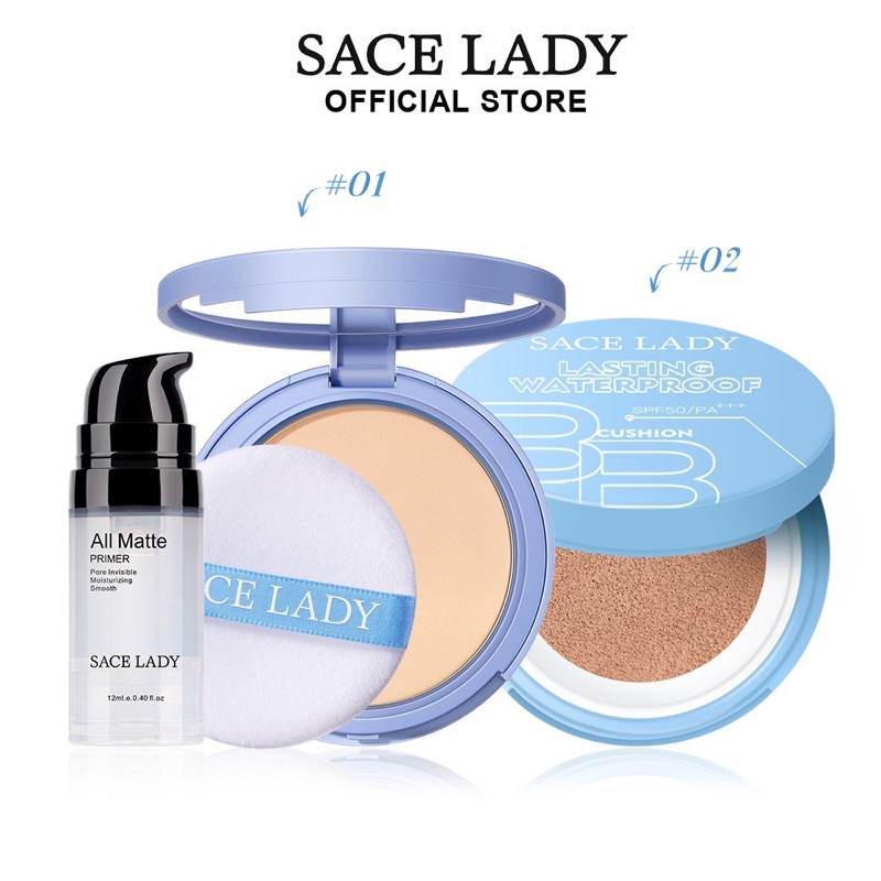 Bộ 3 mỹ phẩm trang điểm nền SACE LADY che phủ toàn diện kháng nước lâu trôi