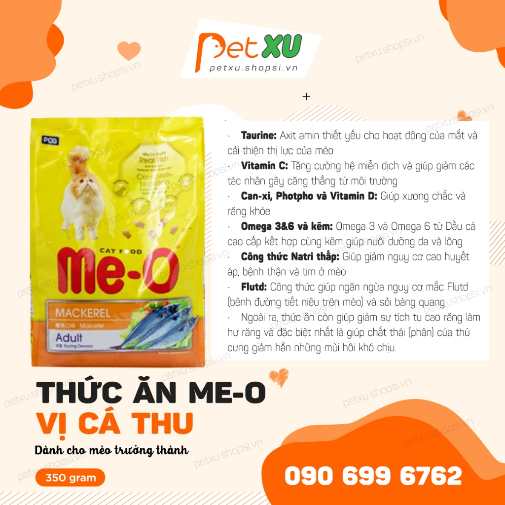 Thức Ăn Cho Mèo - Đồ Ăn Hạt Khô Me-O Adult 350gr - PetXU