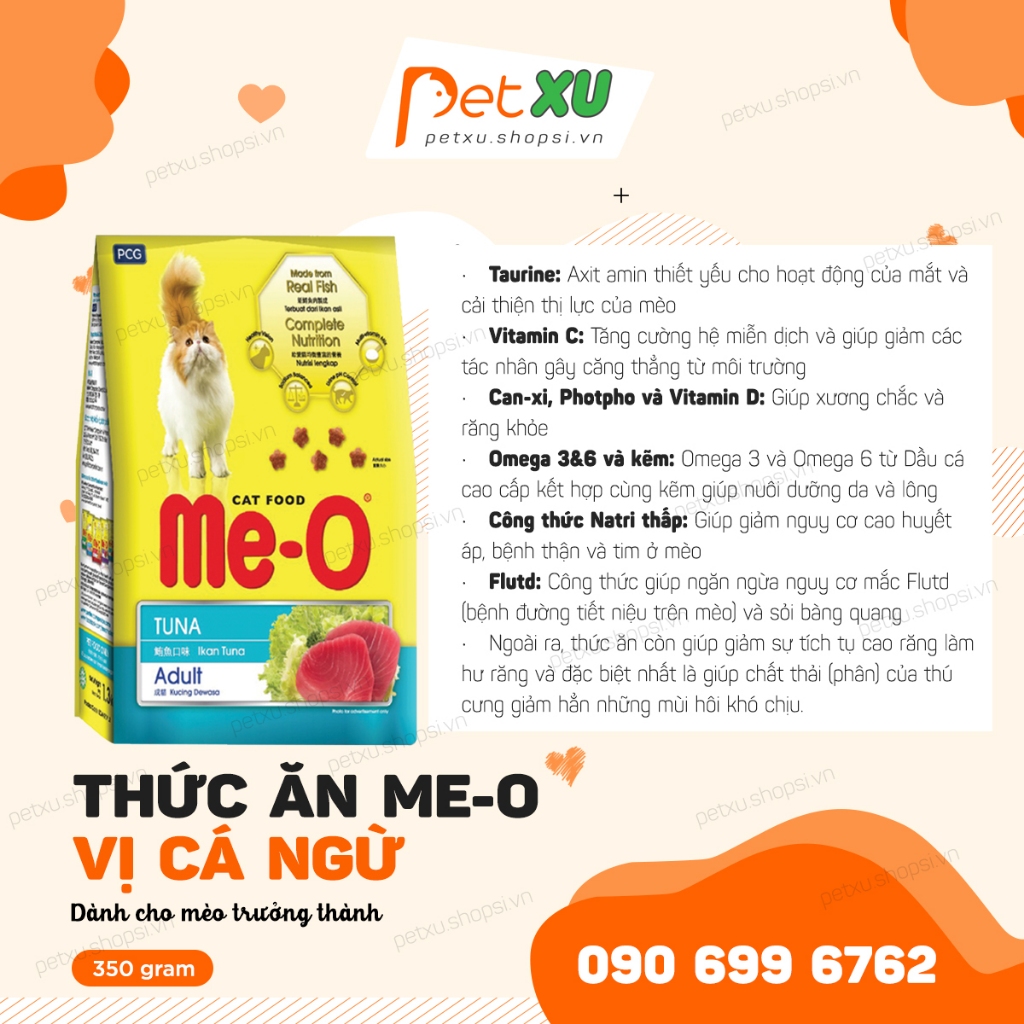 Thức Ăn Cho Mèo - Đồ Ăn Hạt Khô Me-O Adult 350gr - PetXU