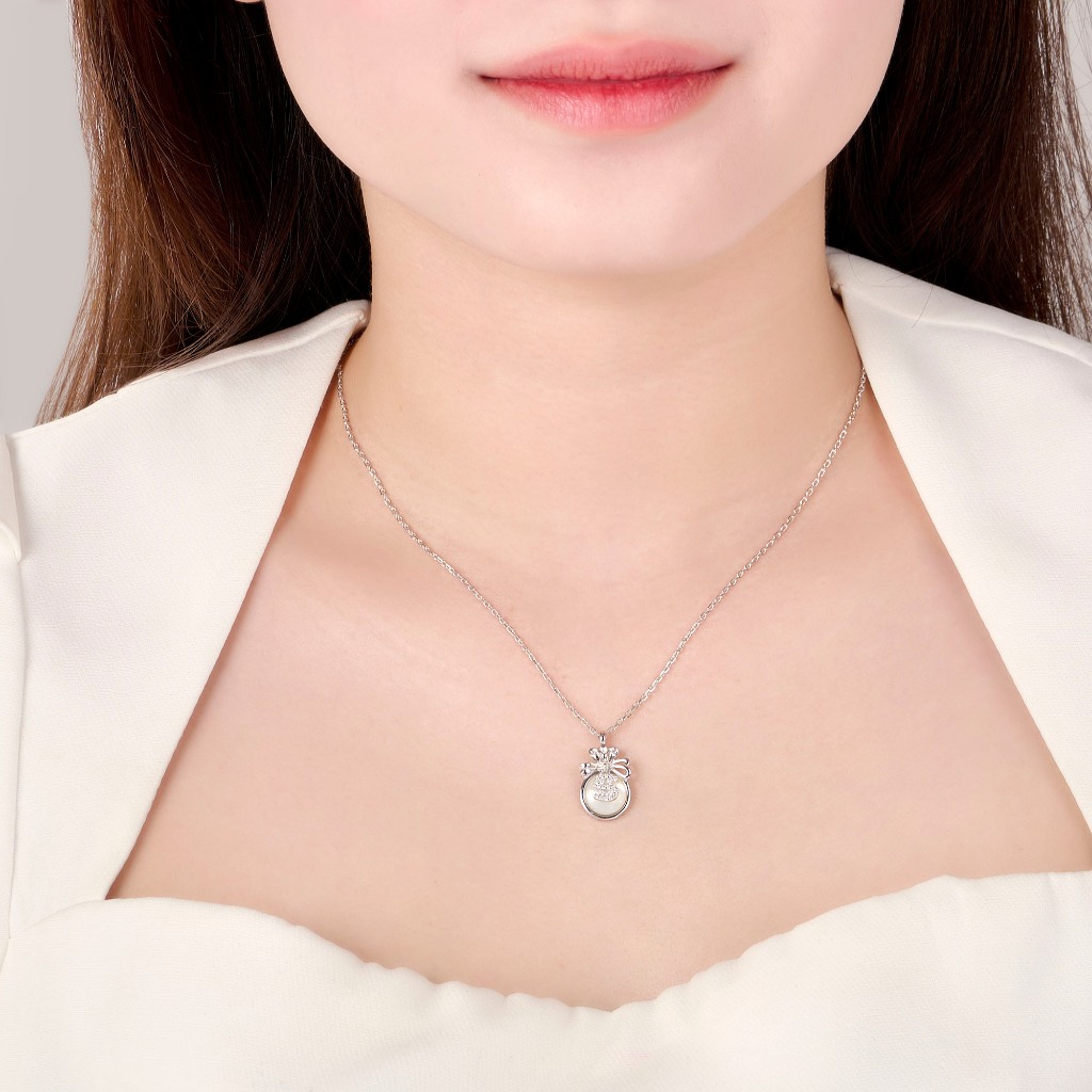 Dây cổ Bạc đính Mother of Pearl PNJSilver PMXMW060004