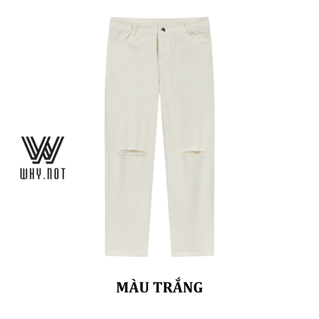 Quần Jean Nam Baggy Rách 2 Gối Form Baggy Unisex - Quần Bò Nam Rách Cá Tính Màu Xanh, Đen, Ghi , Trắng JBGR2G