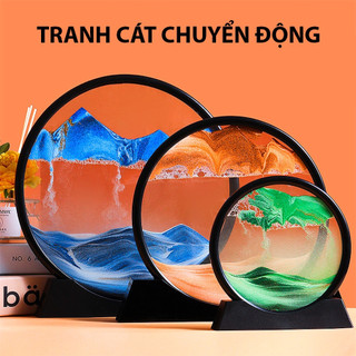 Tranh cát chuyển động hình tròn - tranh cát lún 3D đồng hồ siêu đẹp - trang trí bàn làm việc, phòng khách