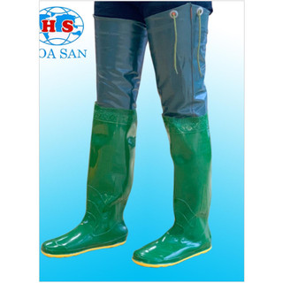 Ủng cấy dài đế vàng Hoa San size 35-43, ủng cấy xanh đế vàng, ủng Hoa San