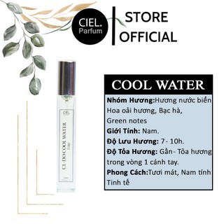 Nước hoa nam cao cấp CL DO COOL WATER Edp chính hãng CIEL Parfum 12ml phong cách Tươi mát, Nam tính, Tinh tế