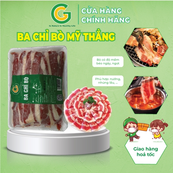 Ba chỉ bò Mỹ thẳng nhúng lẩu, nướng 500gr