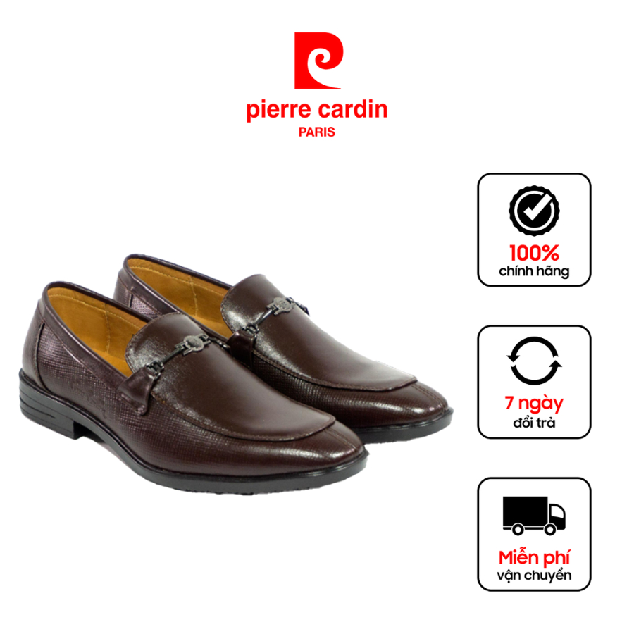 Giày tây nam Pierre Cardin da bò cao cấp, thiết kế logo tinh tế, đế cao su chống trượt - 763